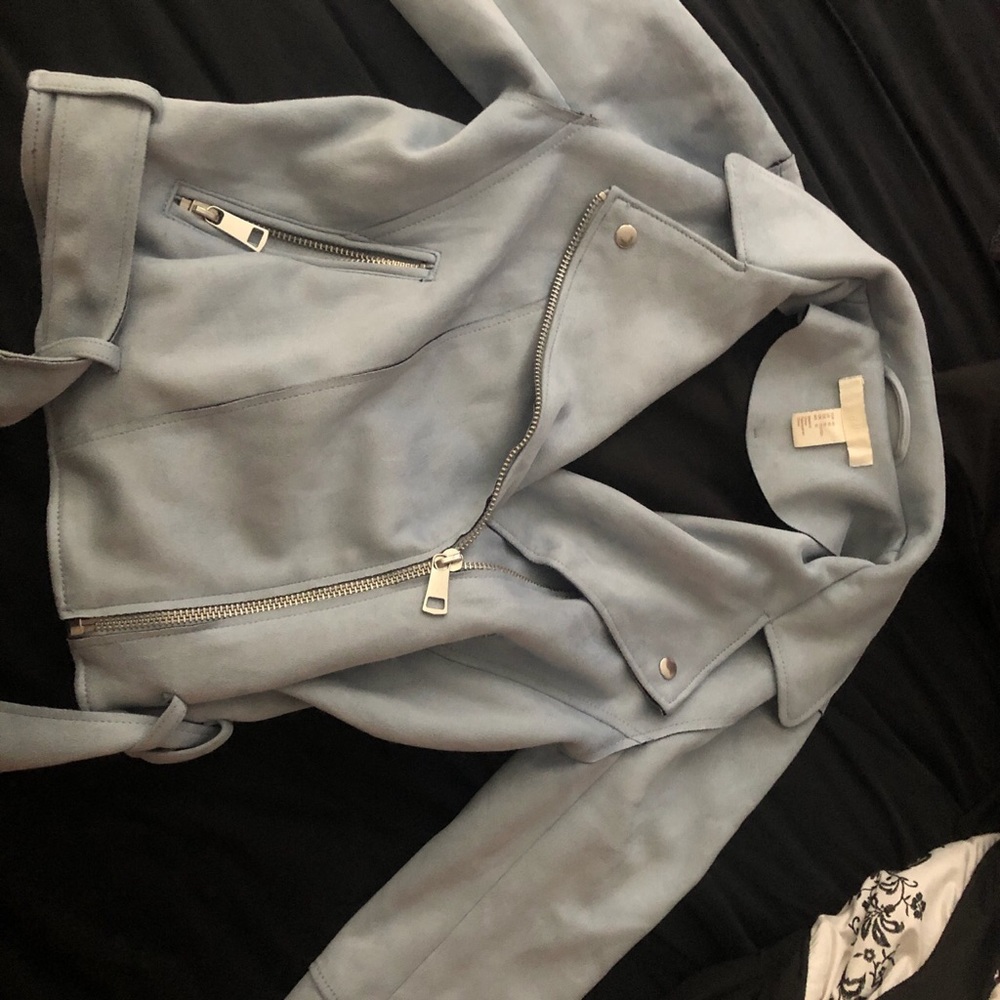 Faux suede motor jacket